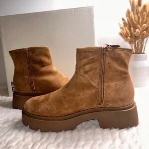 New Boundaries Women’s Cozy Boots.Easy On Off Comfort Foam Insole.Cognac Sz 11